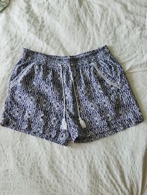 Briggs New York Navy and White Printed Drawstring Shorts Sz L